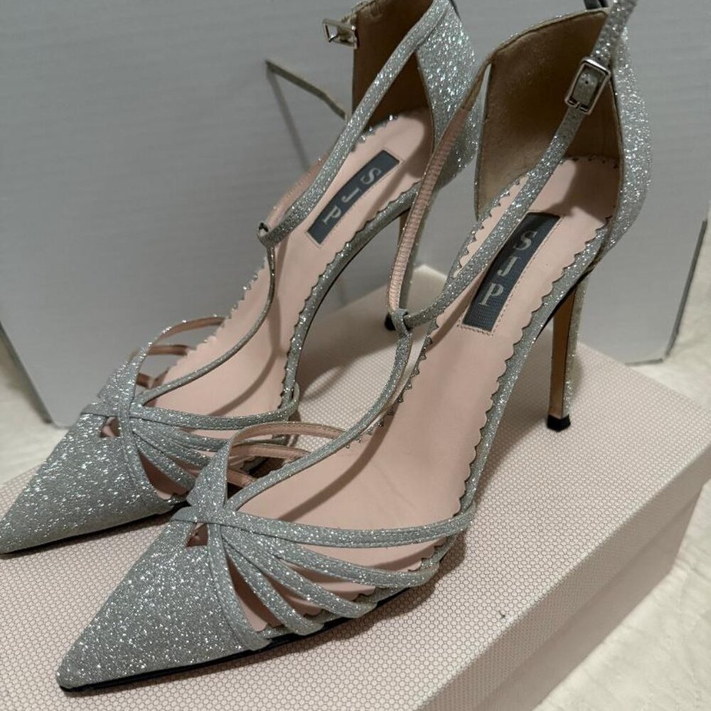 SJP by Sarah Jessica Parker Carrie T-Strap Glitter Pumps EU 38